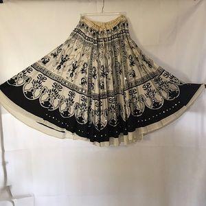 Black and White Bohemian Midi Skirt